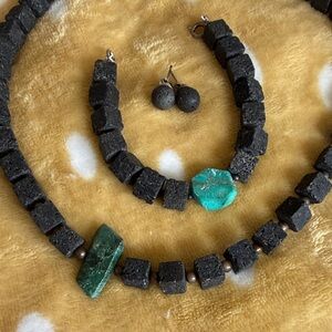 Santorini lava stone Jewelry Set